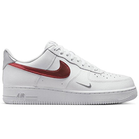 Nike Air Force 1 '07 Trainers White With Metallic Swoosh Leather Sneaker Hakiki Deri Erkek Günlük Spor Ayakkabı Beyaz