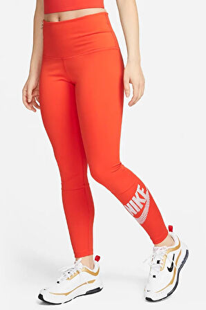 Nike One Training High Rise Leggings Yüksek Belli Toparlayıcı 2Cepli Turuncu Tayt