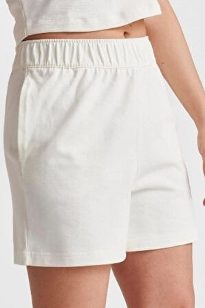 Nike Sportswear Essential Loose Fit Jersey Shorts Bol Kesim Ağır Modal Kadın Şort Beyaz Krem
