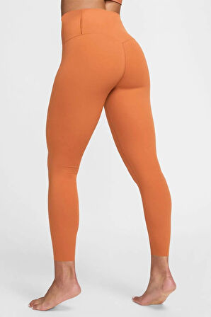 Nike Dri Fit Zenvy Gentle Support High Waisted 7/8 Leggings Kadın Yüksek Bel İç Cepli Spor Tayt Kiremit