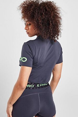 Nike Pro Dri-Fit Cropped Graphic Sleeve Kadın Antrasit Tişört