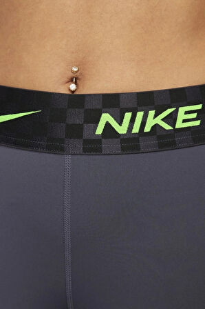 Nike Dri Fit Training Pro Graphic Women's Mid Rise Leggings Kadın Spor Tayt Füme Yeşil