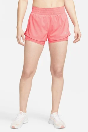 Nike One Training Dri Fit High Rise 3 inch 2 in 1 Short Kadın Yüksek Bel Bol Kesim 3 Cepli Taytlı Şort Pembe DX6012-894