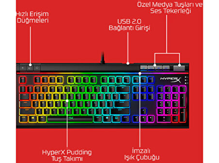 HYPERX Alloy Elite 2 RGB Mekanik Klavye Siyah