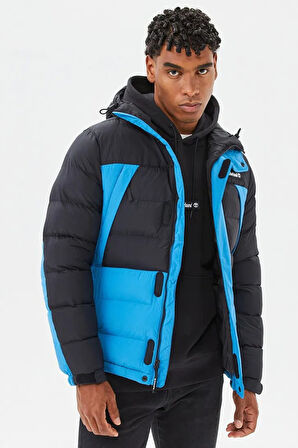 Timberland Oa Puffer Kapüşonlu Erkek Mont Siyah Mavi