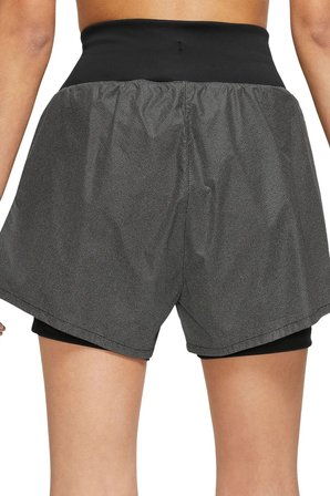 Nike Run Division 2 in 1 Reflective Shorts 8cm Kadın Taytlı 2 Cepli Reflektörlü Koşu Şortu Siyah