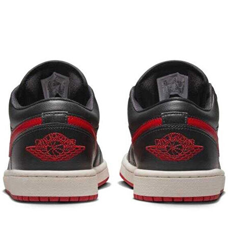 Nike Air Jordan 1 Low Reverse Leather Black Red Toe (W)Hakiki Deri Erkek Spor Ayakkabı Siyah Kırmızı
