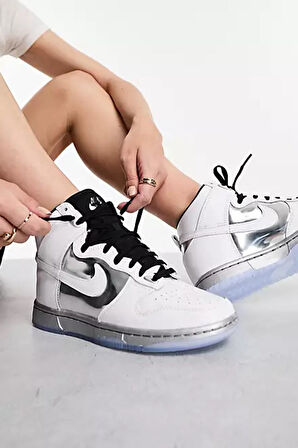 Nike Dunk High SE Leather Kadın Sneaker Hakiki Deri Bilekli Beyaz Spor Ayakkabı