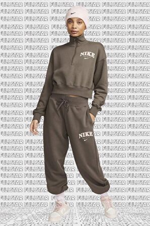 Nike Phoenix Fleece High Waisted Oversized Kadın Eşofman Altı Kahverengi