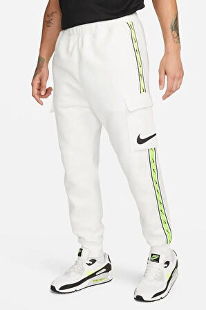 Nike Sportswear Repeat Standart Fit Kesim Şardonlu Kargo Cepli Erkek Eşofman Altı Beyaz