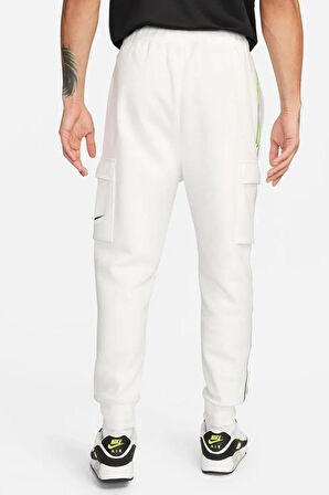 Nike Sportswear Repeat Standart Fit Kesim Şardonlu Kargo Cepli Erkek Eşofman Altı Beyaz