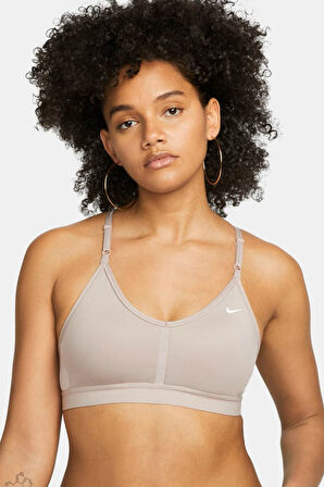 Nike Training Indy Dri Fit Light Support Bra Kadın Spor Sütyen Açık Kahve