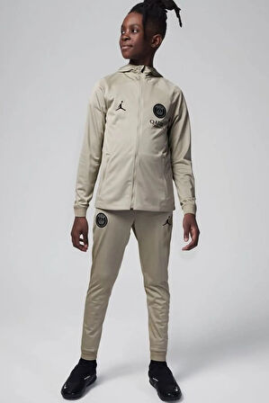 Nike PSG Strike Third Kid's Jordan Dri Fit Football Hooded Knit Tracksuit Unisex Çocuk Eşofman Takımı Taş