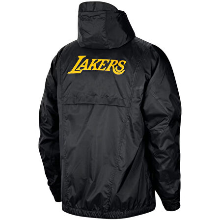 Nike Jordan Los Angeles Lakers Woven Loose Fit Jacket Erkek Kapüşonlu Bol Kesim Dokuma Spor Ceket Siyah
