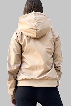Nike Sportswear Windrunner Jacket Kadın Kapüşonlu Spor Ceket Bej