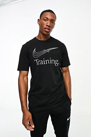 Nike Training Dri Fit Swoosh Graphic Tshirt Black Erkek Koşu Antrenman Tişörtü Sİyah