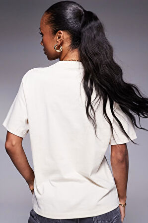 Nike Jordan Essential Girlfriend Loose Fit Womens T-Shirt Kadın Bol Kesim Pamuklu Tişört Beyaz