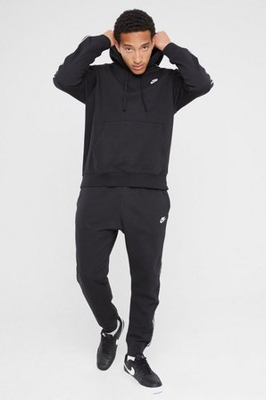 Nike Club Fleece Hoodie Track Suit Kapişonlu Pamuklu Eşofman Takımı Siyah