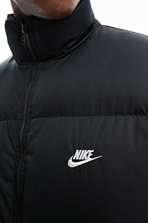 Nike Clup Puffer Synthetic Fill Full Zip Loose Fit Men's Jacket Erkek Bol Kesim Suitici Mont Siyah