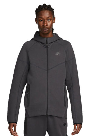 Nike Tech Fleece Full Zip Windrunner Erkek Hoodie Kapüşonlu Gri Sweatshirt