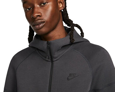 Nike Tech Fleece Full Zip Windrunner Erkek Hoodie Kapüşonlu Gri Sweatshirt