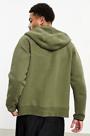 Nike Tech Fleece Full Zip Windrunner Hoodie Green Kapüşonlu Unisex Sweatshirt Haki Yeşil