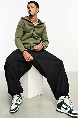 Nike Tech Fleece Full Zip Windrunner Hoodie Green Kapüşonlu Unisex Sweatshirt Haki Yeşil