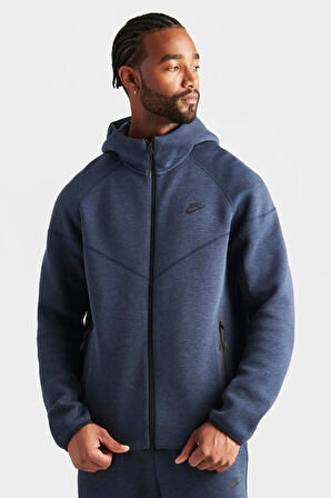 Nike Tech Fleece Full Zip Windrunner Hoodie Navy Kapüşonlu Unisex Sweatshirt Lacivert