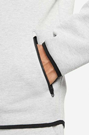 Nike Tech Fleece Full Zip OG 10 Years Windrunner Hoodie Kapüşonlu Unisex Sweatshirt Gri Melanj