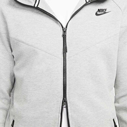 Nike Tech Fleece Full Zip OG 10 Years Windrunner Hoodie Kapüşonlu Unisex Sweatshirt Gri Melanj