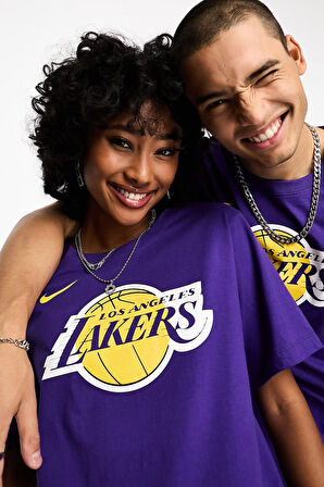 Nike Basketball NBA LA Lakers Unisex Team Logo Graphic T-shirt Unisex Pamuklu Tişört Mor