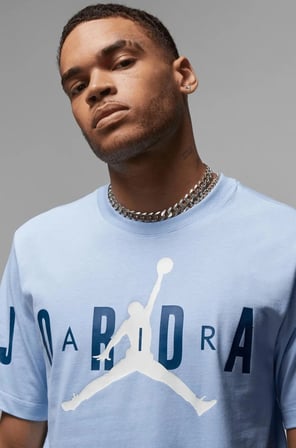 Nike Jordan Air Stretch Mens SS Crew Blue Logolu Erkek Tişört Mavi