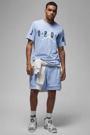 Nike Jordan Air Stretch Mens SS Crew Blue Logolu Erkek Tişört Mavi