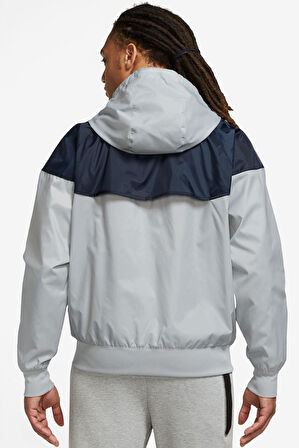 Nike Windrunner Full Zip Jacket Kapüşonlu Erkek Ceket Rüzgarlık Laci Gri