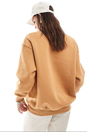 Nike Sportswear Essential Collection Fleece Oversized Crew Kadın Sweatshirt Turuncu