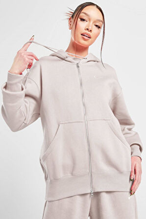 Nike Sportswear Phoenix Fleece Oversized Hoodie Full Zip Bol Kesim Kapüşonlu Kadın Sweatshirt Lila