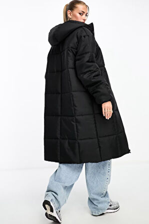 Nike Terma Fit Synthetic Fill Loose Fit Classic Maxi Puffer Jacket Kadın Kapüşonlu Bol Kesim Parka Siyah