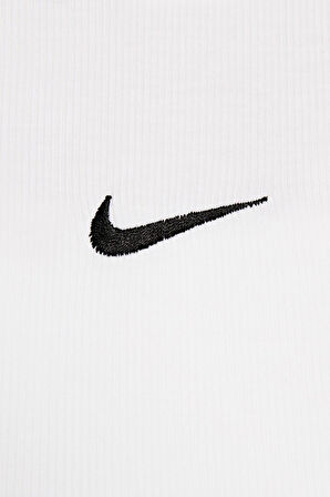 Nike Sportswear Essential Rib Cropped Women's Tight Fit Tank Top Kadın Dar Kesim Crop Atlet Beyaz