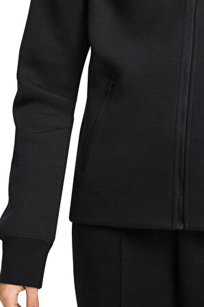 Nike Sportswear Tech Fleece Full Zip Hoodie Dark Heather Black Kadın Kapüşonlu Sweatshirt Siyah