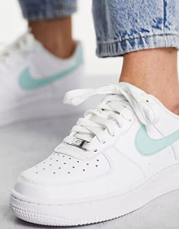 Nike Air Force 1 07 AF1 Leather White Green Unisex Snaker Hakiki Deri Spor Ayakkabı Beyaz Yeşil
