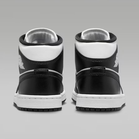 Nike Air Jordan 1 Mid Panda Unisex Leather Sneaker Hakiki Deri Bilekli Günlük Spor Ayakkabı Siyah-Beyaz
