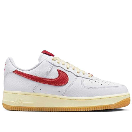 Nike Air Force 1 '07 Leather White Hakiki Deri Unisex Sneaker Ayakkabı Beyaz Kırmızı Swoosh