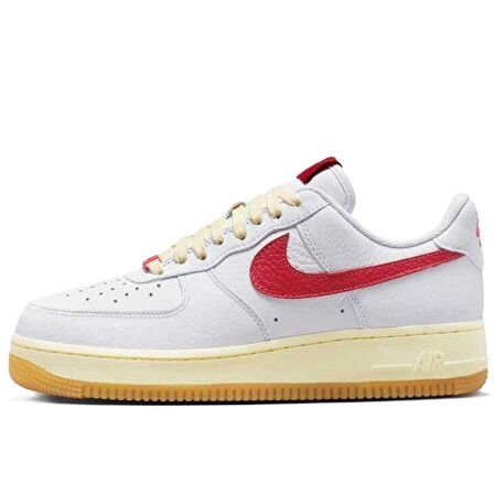 Nike Air Force 1 '07 Leather White Hakiki Deri Unisex Sneaker Ayakkabı Beyaz Kırmızı Swoosh