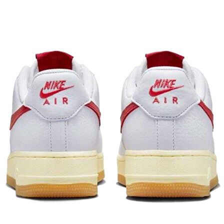Nike Air Force 1 '07 Leather White Hakiki Deri Unisex Sneaker Ayakkabı Beyaz Kırmızı Swoosh