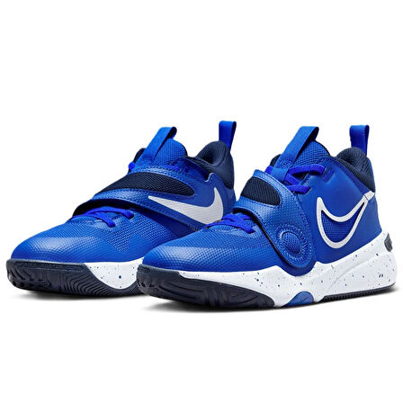 Nike Team Hustle D 11 Unisex Basketball Shoes Lastik Bağcıklı Cırtlı Basketbol Ayakkabısı Mavi
