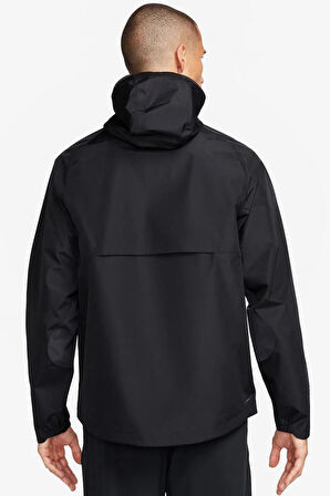 Nike Trail Running Grotex Packable Hoodie Erkek Su Geçirmez Kapüşonlu Çantaya Dönüşebilen Reflektörlü Koşu Ceketi Siyah