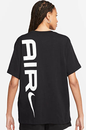 Nike Air Sportswear Tee Loose Fit Kadın Büyük Beden %100 Pamuk Tişört Siyah