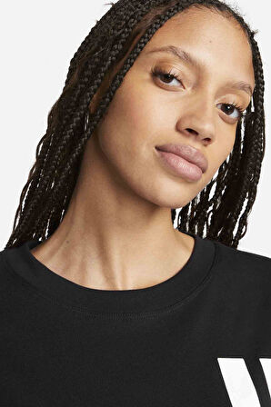 Nike Air Sportswear Tee Loose Fit Kadın Büyük Beden %100 Pamuk Tişört Siyah