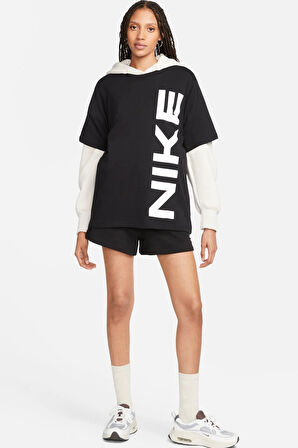 Nike Air Sportswear Tee Loose Fit Kadın Büyük Beden %100 Pamuk Tişört Siyah