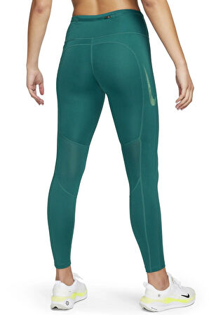Nike Dri Fit Fast Mid Rise 7/8 Tight Hbr Kadın Toparlayıcı 3 Cebli Koşu Antrenman Taytı Yeşil